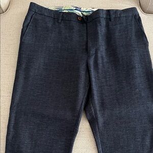 Men's Dark Blue Linen blend Pants